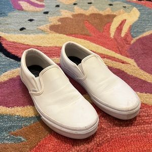 Men’s white leather slip on vans